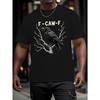 European Sizes Men'S Wrinkled Texture T-Shirt - Featuring a Black Crow And Branch Design with F-CAW-F Text