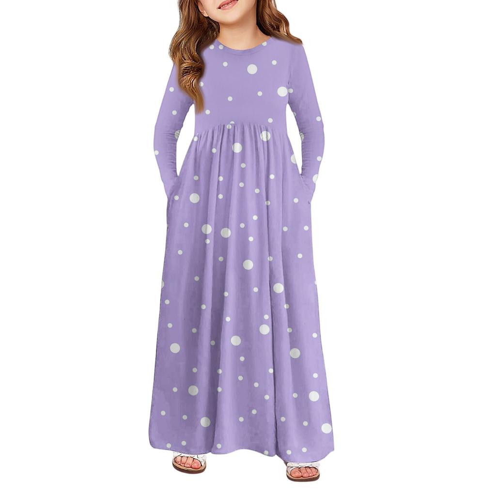 Girls' Maxi Dress - Long Sleeve Pocket Dress