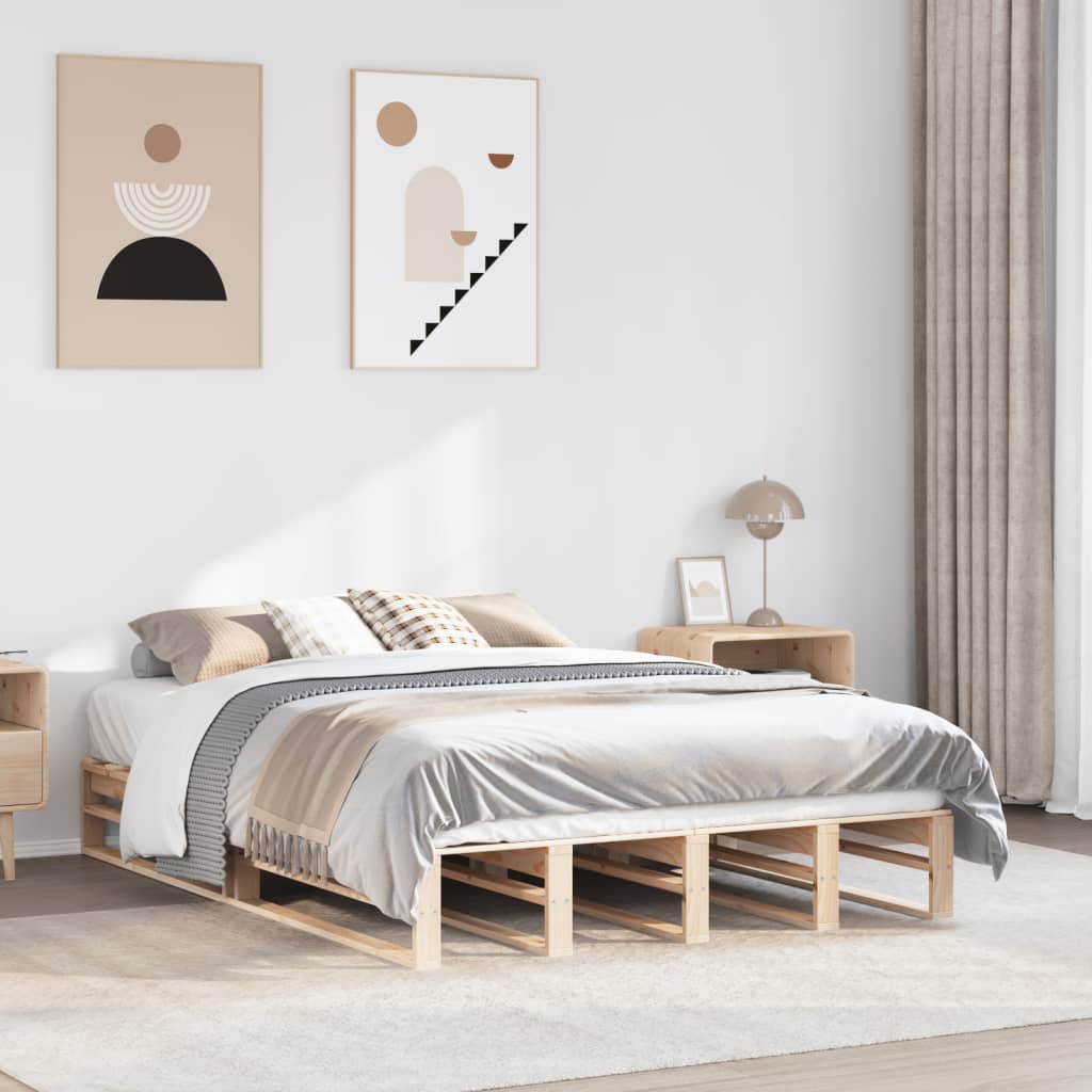 Vidaxl Rama Łóżka Bez Materaca, 140X190 Cm, Lite Drewno Sosnowe