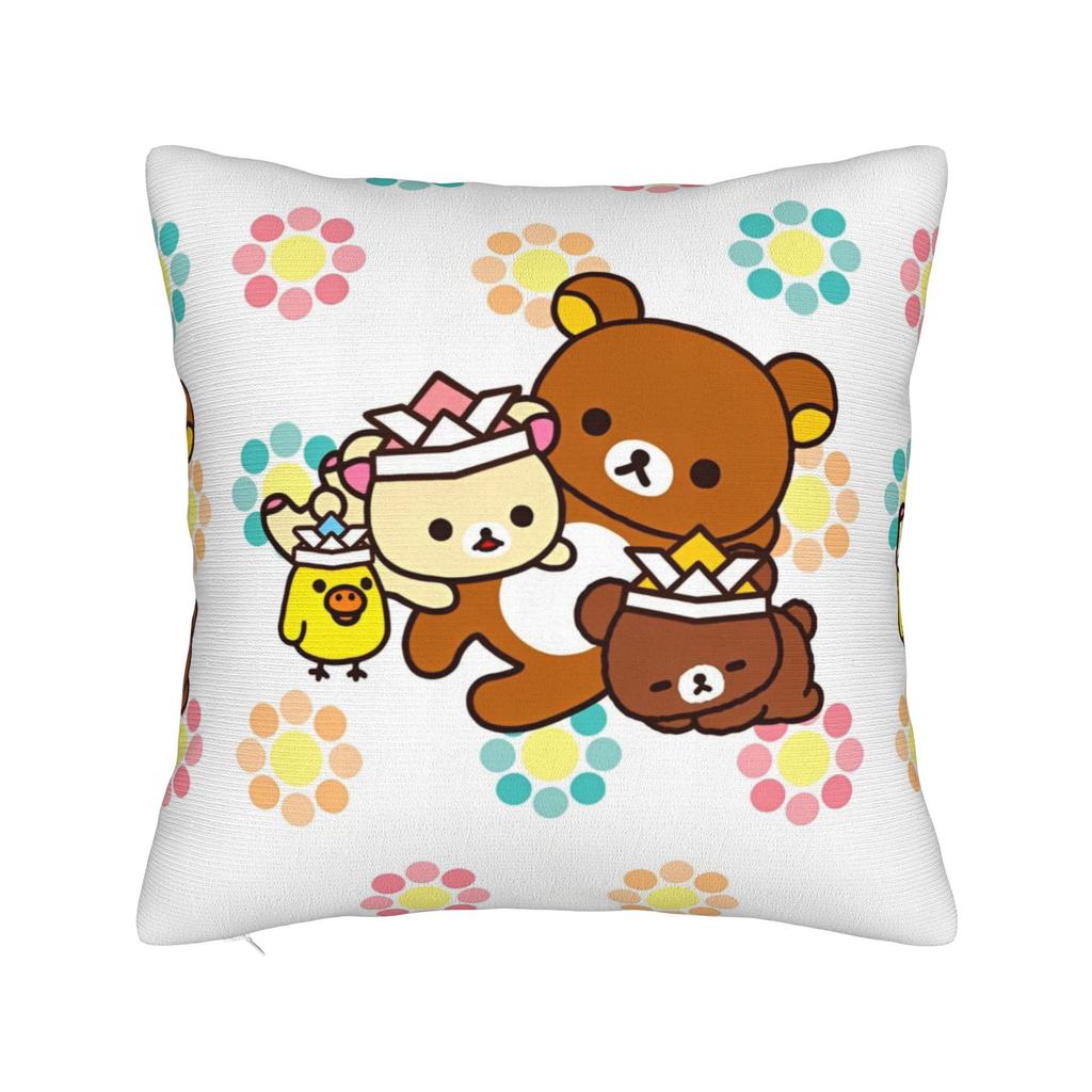 Rilakkumas Cartoon Square Pillow Covers Polyester Home Cushion Cover Funny Decorative Throw Pillow Case 4040