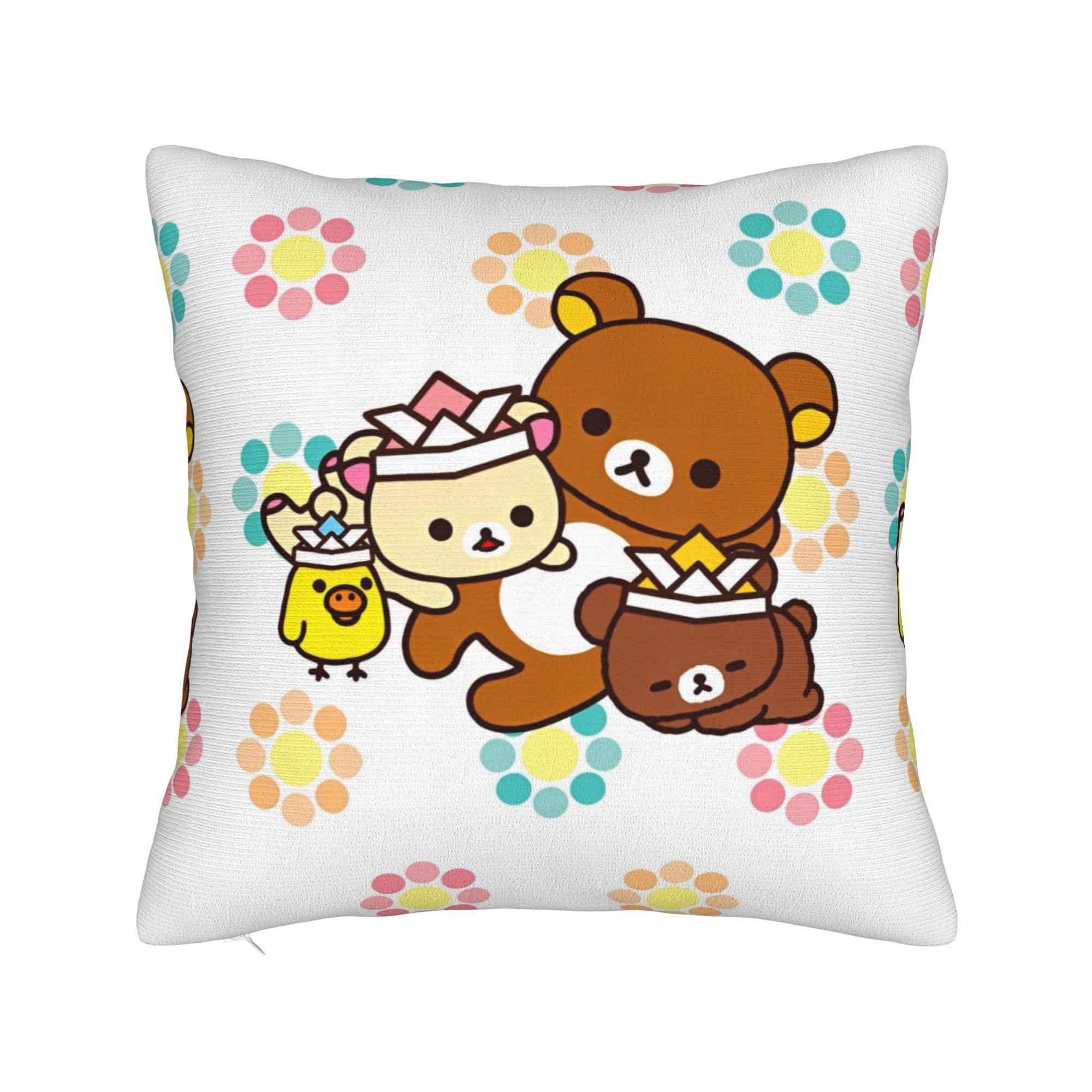 Квадратная наволочка Rilakkuma Клубничный Мультфильм Чехлы для Подушек Новинка Полиэстер Декор Наволочка для Дома 18x18 30x30cm 12x12in