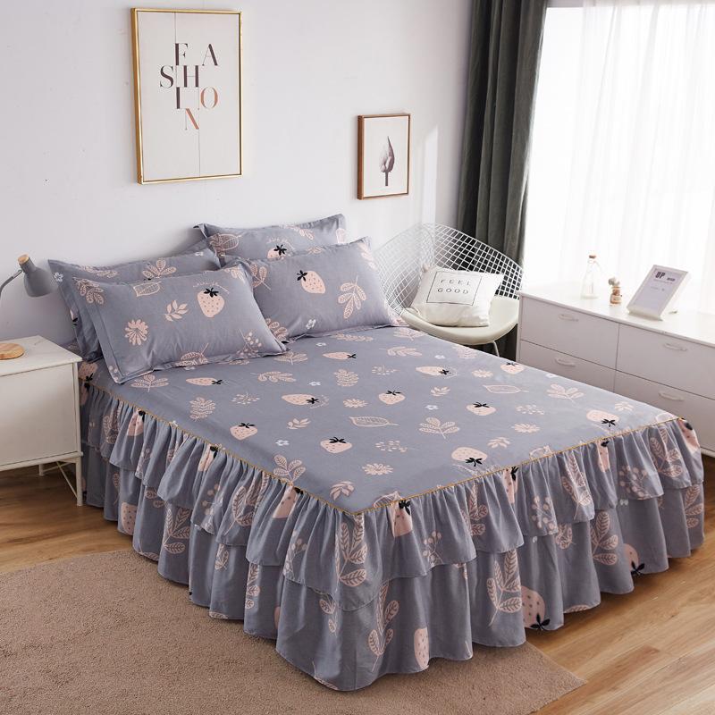 3Pcs Bed Sheet Lace Skirt Elastic Fitted Double Bedspread With Pillowcases Mattress Cover Bedding Set Elastic  Bedsheet Set