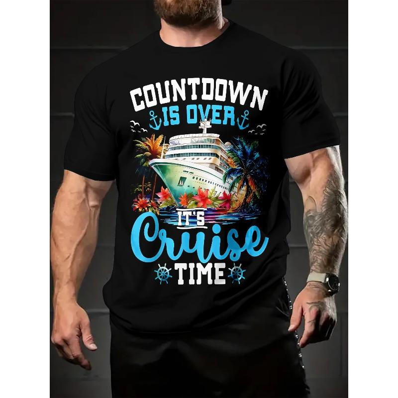 

European sizes Summer Men s 3D Digital Printed Travel-themed T-shirt: Comfortable and Versatile Men s Round-neck Short-sleeved Top 4XL чорний