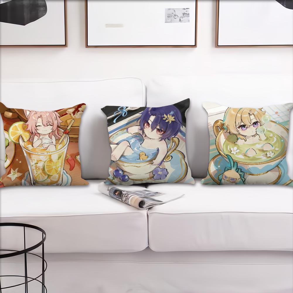 Gra Honkai Star Rail Kreskówkowa poszewka na poduszkę Poszewka na poduszkę Dekoracja Pokój Dom Sofa salon Biuro Samochód Skandynawska Prostota