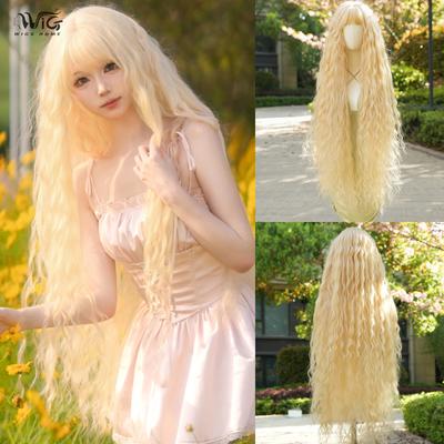 Nueva peluca para damas súper larga de 110 cm, cabello rizado dorado, peluca de cosplay Lolita natural, suave y transpirable