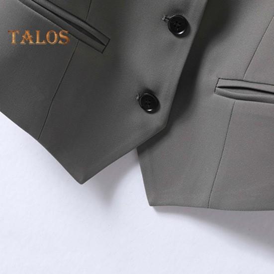 Women Vest Sleeveless Single-breasted Western Style Slim Fit Cardigan Suit Coat Pure Color V Neck Formal Business Style Lady Waistcoat