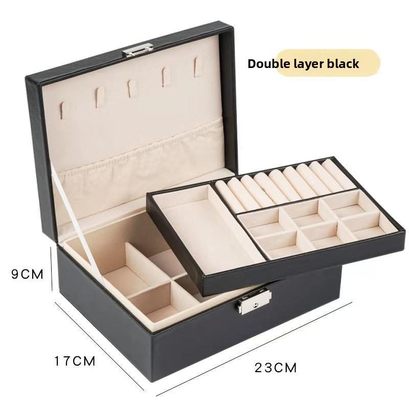 Double-layer PU leather jewelry storage box Large capacity jewelry box Earrings Necklace storage box Bracelet box