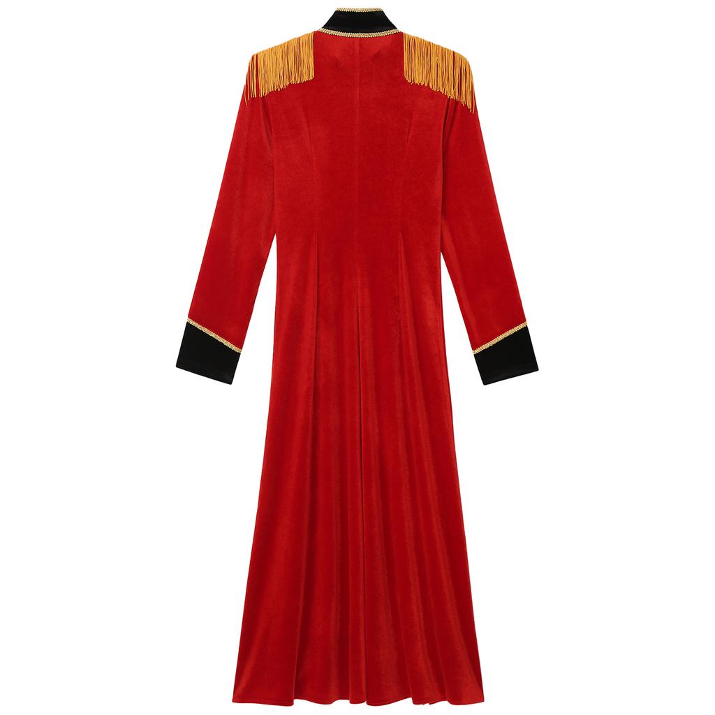 Womens Halloween Circus Velvet Tailcoat Fringe Shoulder Boards Renaissance Gothic Jacket Cosplay Costumes