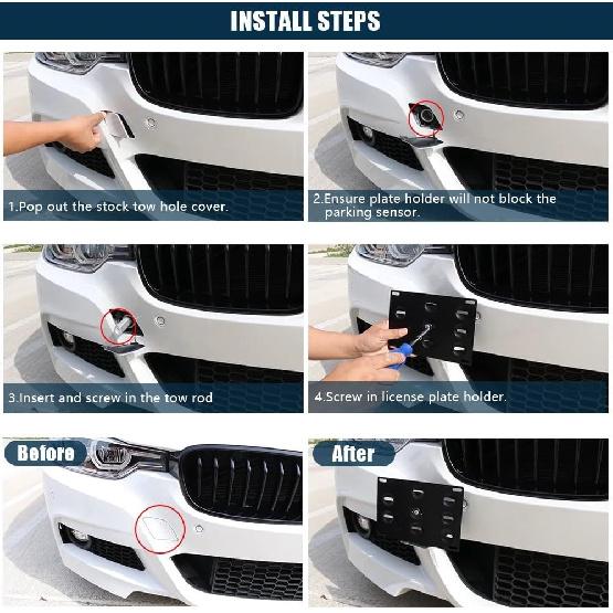 

Кронштейн держатель для крепления номерного знака на буксировочный крюк, совместимый с Mercedes-Benz W204 C-Class W212 W213 E-Class C117 CLA, GLK GLC W166 GLE ML Передний