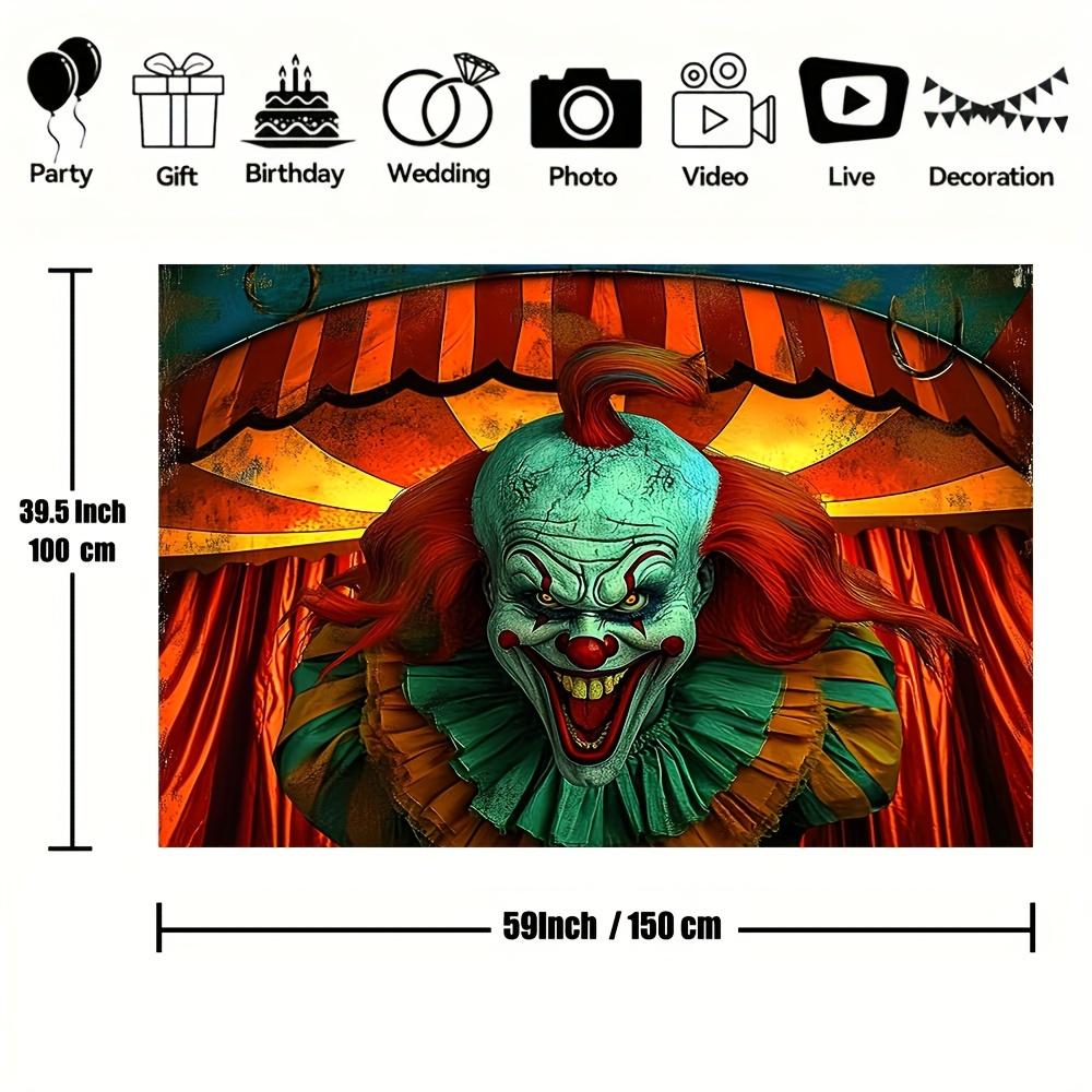 Horror Circus Theme Background: A Huge Evil Clown - Halloween Photography Background - Birthday Party Decoration