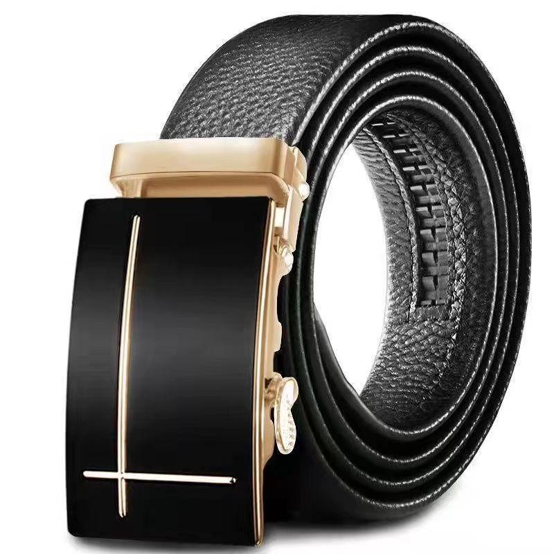 Trendy Youth & Middle-Aged Men's Genuine Leather Automatic Buckle Belt - Korean Style for Casual & Business Wear