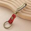 Cowhide Distressed Alloy Waist Hanger Keychain - Creative, Portable, Genuine Leather Pendant for Car Keys