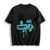 Vintage Klassisches Auto Print T-Shirt Street Retro Stil Lässiges Herren Oberteil Reines Baumwoll T-Shirt