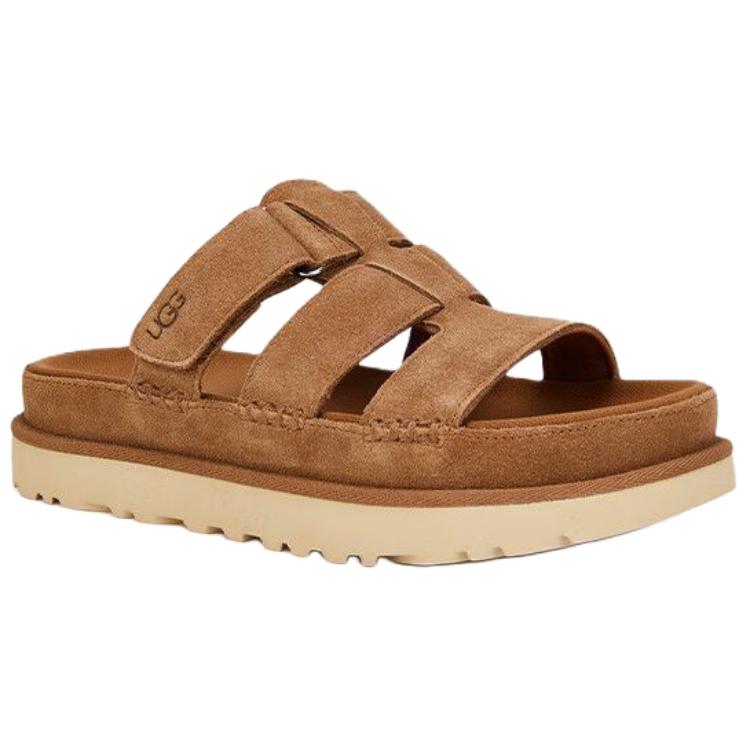 UGG Golden Family Fashion Bequeme Glänzende Goldserie Anti-Reibung Pantoletten Damen Sandalen Braun 1174090-CHE