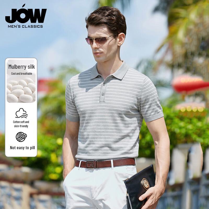 JOW Men s Striped Machine Washable Short Sleeve Polo Shirt 175/L