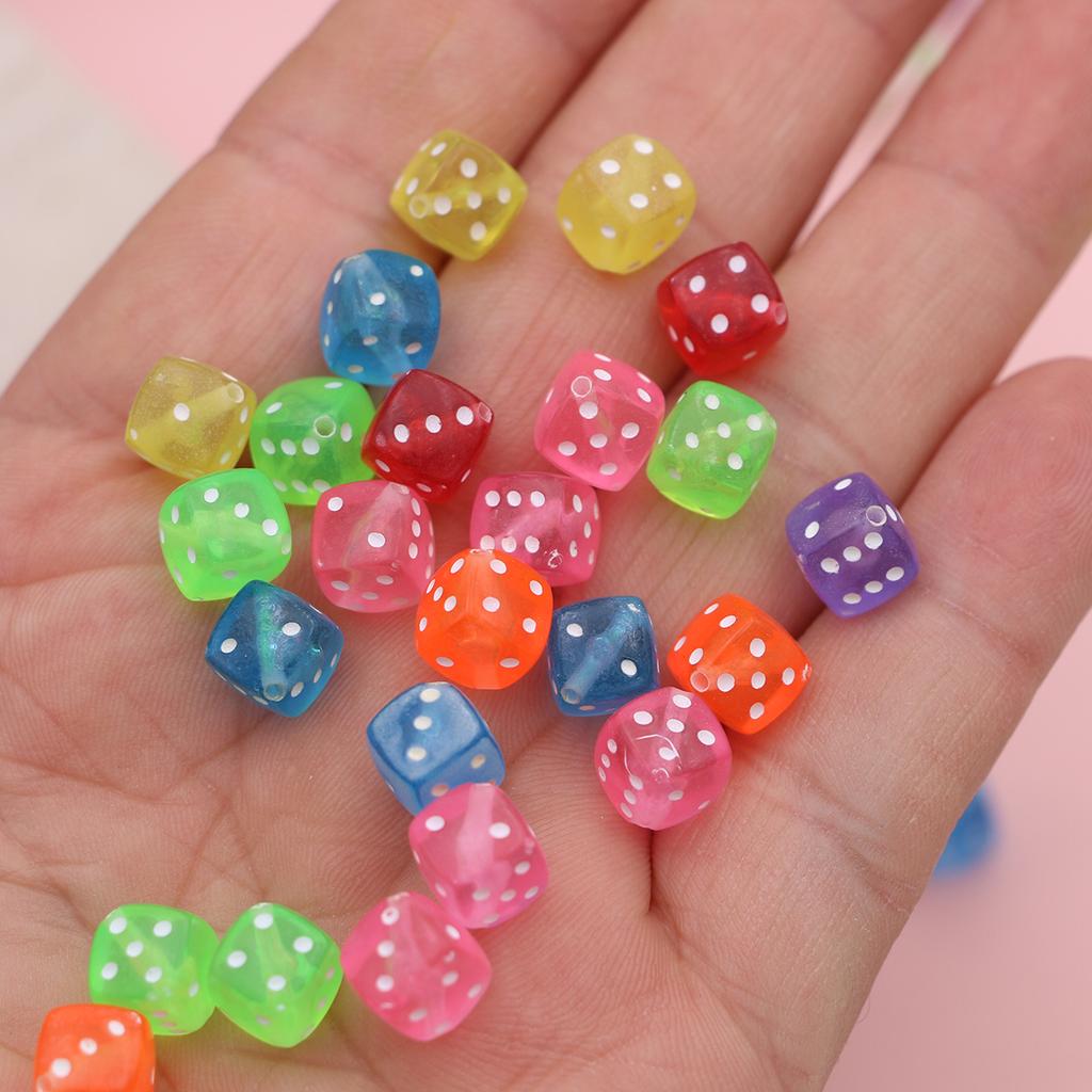 50Pcs Random Mix Colorful 8Mm Dice Beads For Jewelry Making Diy Handmade Necklace Bracelet Key Chain Accessories