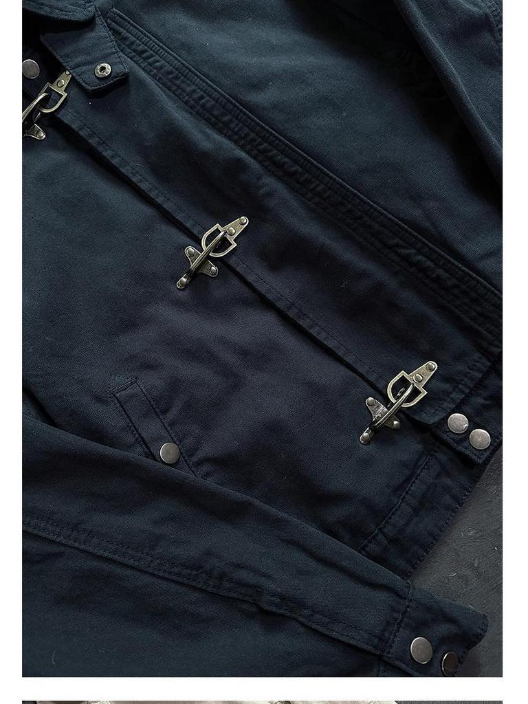 Unisex Retro Workwear Jacket - Autumn/Winter Stand Collar with Lobster Clasp