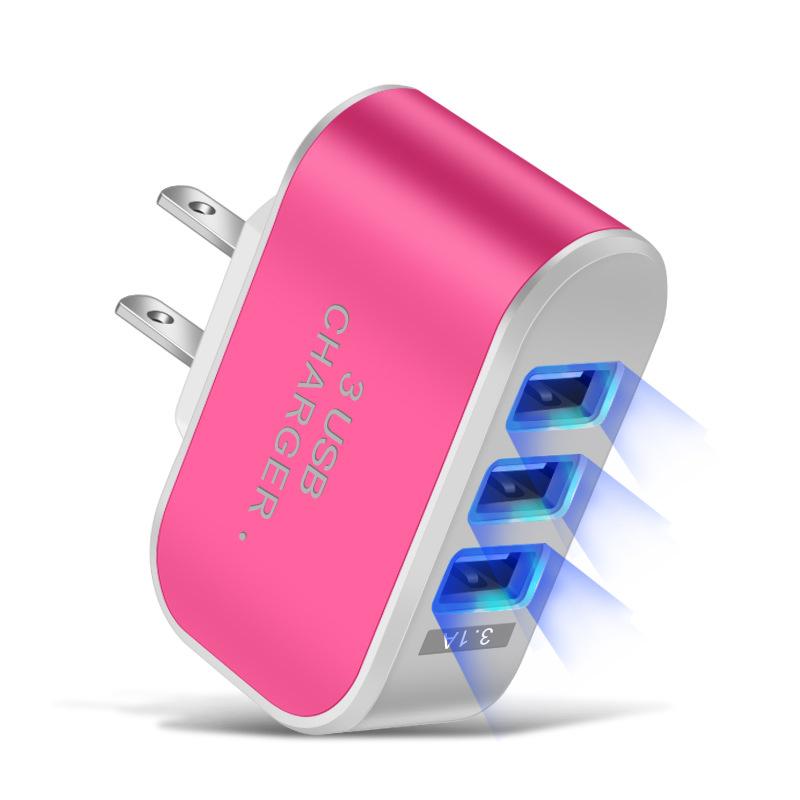 5V 1A 3-Port USB Wall Charger Adapter Candy Color For Mobile Phone Travel IPhone Charging Adapter With Indicator For Android Box