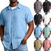 Men's   Daily  Life  Leisure  Cardigan  Standing  Collar  Short  Sleeves  Shirt