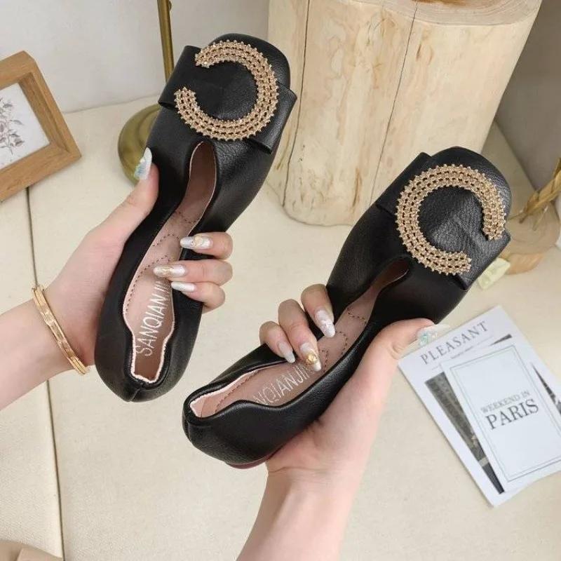 Fashion Office Low Heel Elegant Shoes for Women Red Black Woman Flats Non Slip High Quality Fashion Fashionable Social Casual Stylish 39