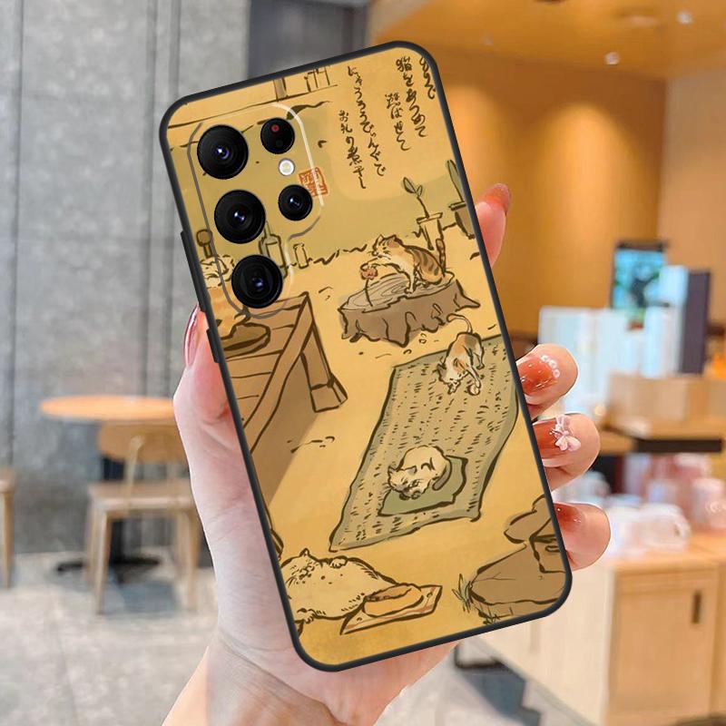 

Чехол для телефона Samsung Galaxy с японским рисунком кота и напитками Для Samsung Galaxy S25 S24 S22 S21 S20 S23 Ultra S9 S10 Plus S25 FE Задняя крышка Galaxy S21Ultra