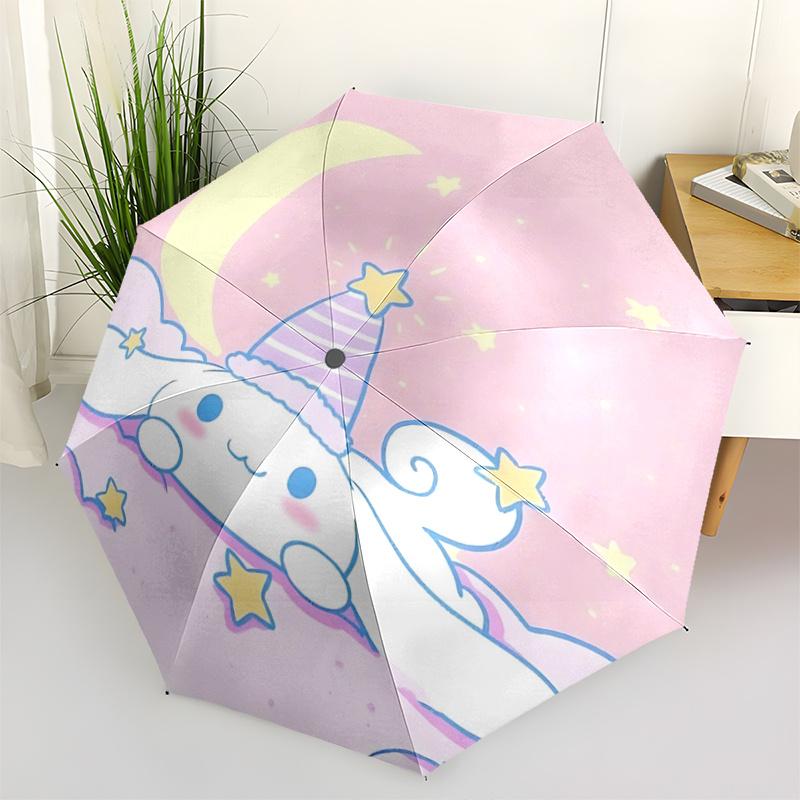 1pc Magical Cloudy Night Automatic Opening/Closing Umbrella with Star Hat - Portable Tri-Fold Design, 8-Bone Iron Frame Outdoor Umbrella for Festive G