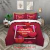 Three-piece Set (1 Quilt Cover + 2 Pillowcases, Coreless) Red Couple Romantic Love Element Printed Bedding Set