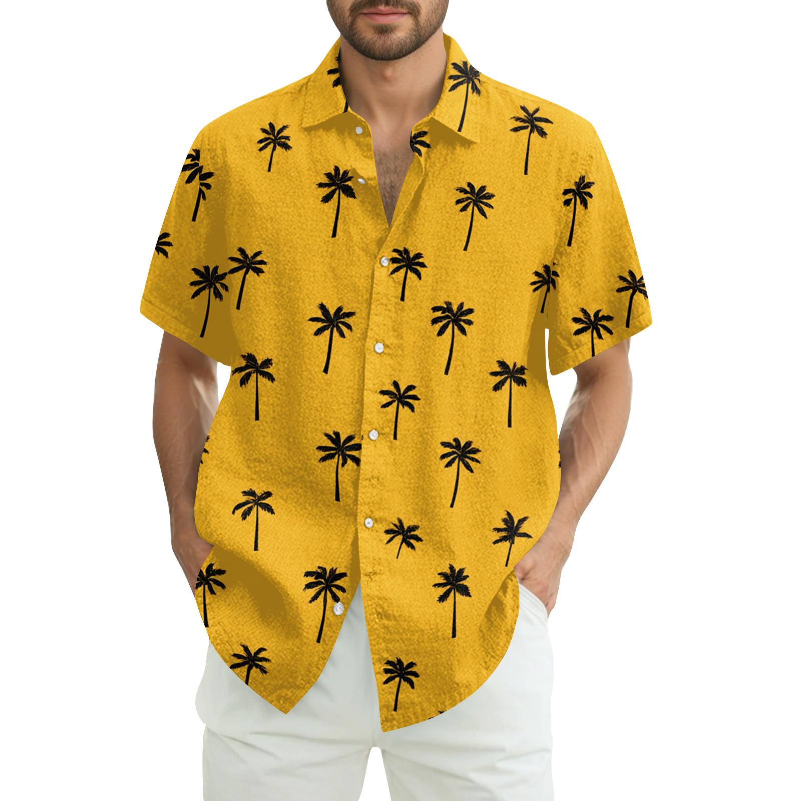 

Men s Casual Fashion Printed Short-Sleeve Shirt XL жовтий