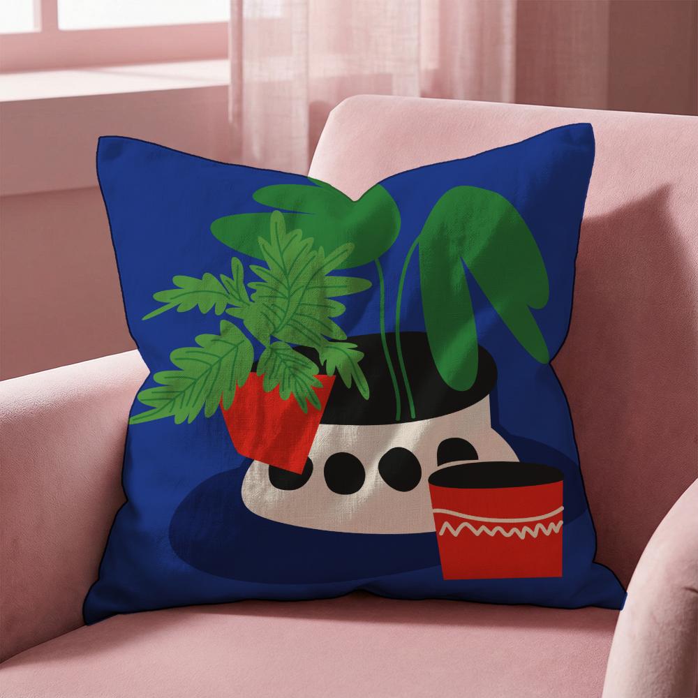 Plants and Flowers Cushion Cover Multi-Scene Pillow Cover for Home & Car - Reversible, Soft & Durable for Daily Use