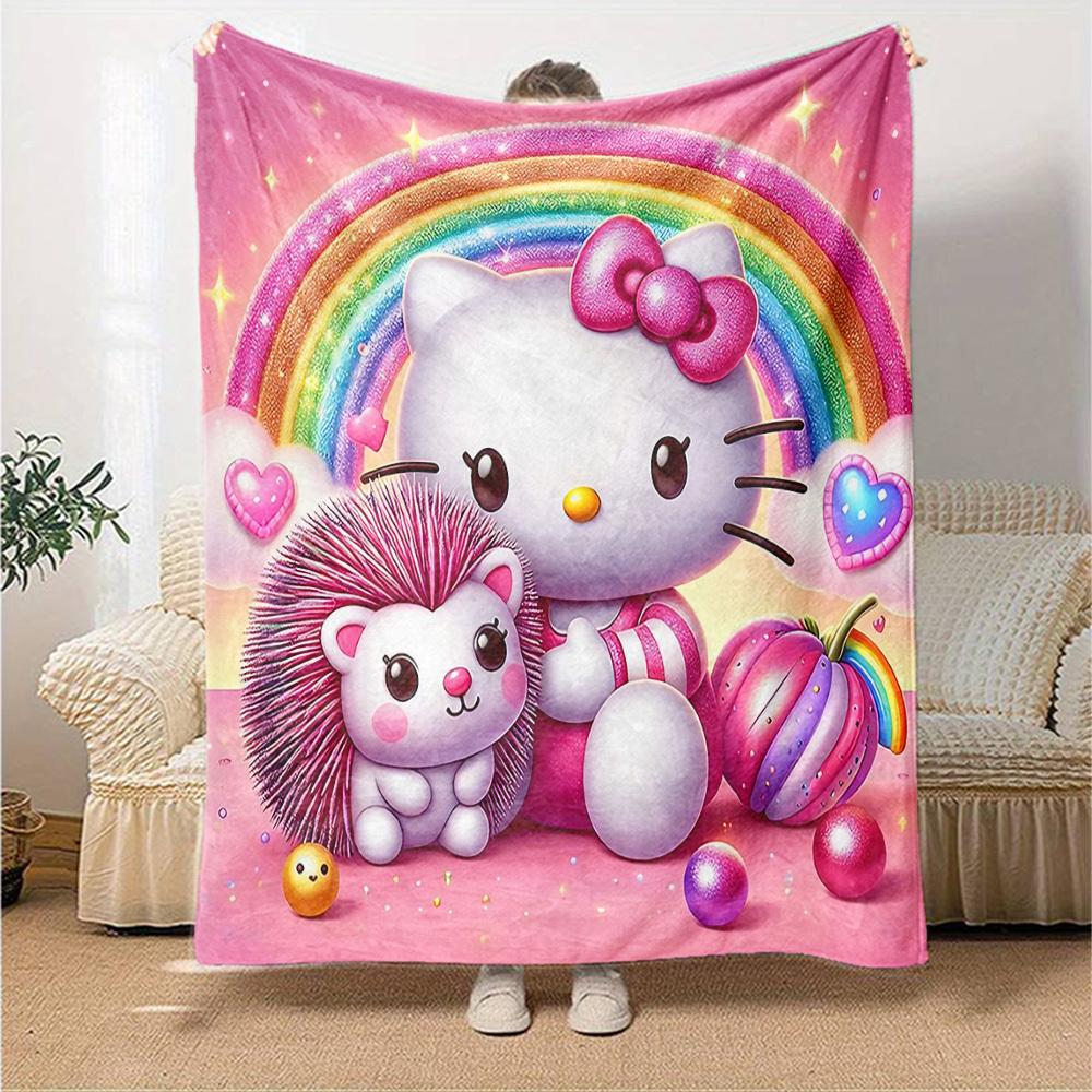 1 Stück Hello Kitty Igel Decke Leichte Flanell Überwurfdecke für Sofa Bett Reise Camping Wohnzimmer Büro Couch Stuhl
