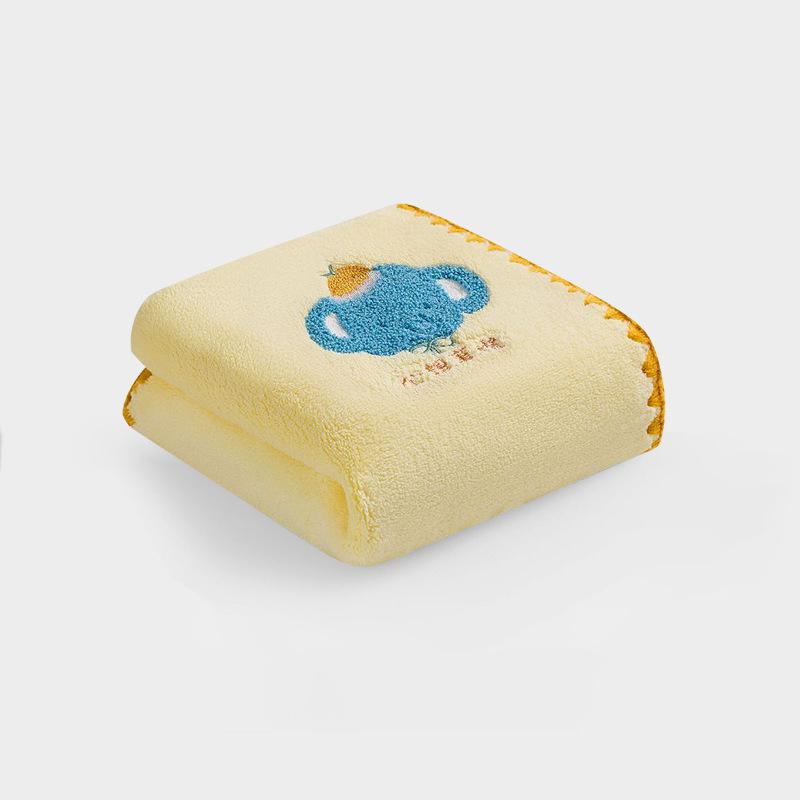 Soft Cartoon Embroidered Coral Fleece Towel for Kids 35x75 cm