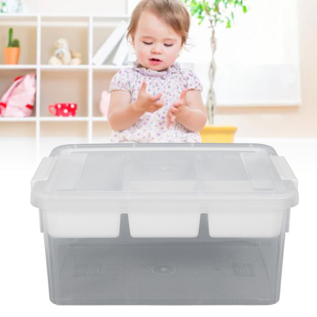 16L Plastic Storage Box Sturdy PP Clear Latching Box with Removable Tray for Toys Organization