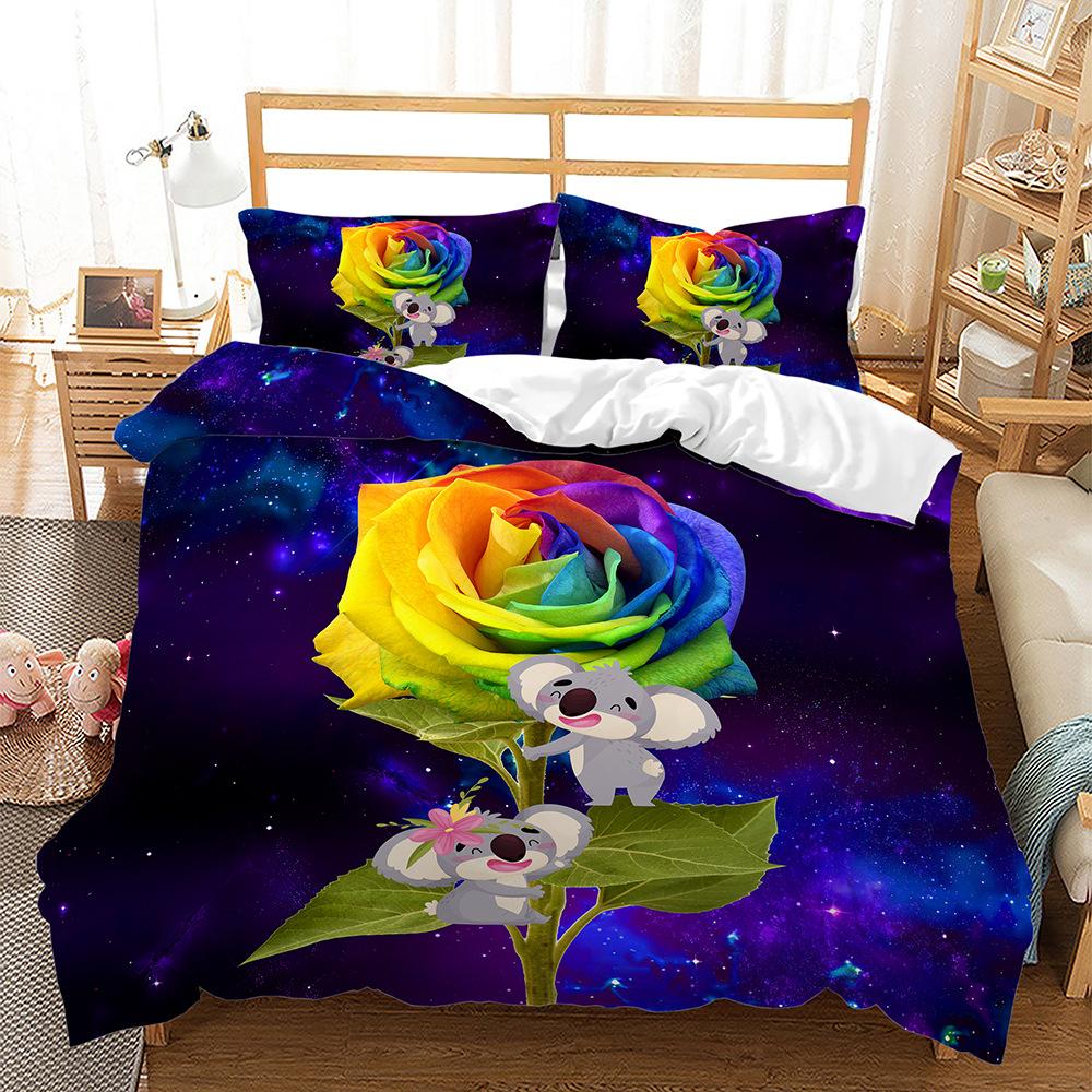 Set lenjerie de pat cu animale 3D pentru baieti cu puf Fete de perna 2/3 piese AU180 * 210 Dimensiune intreaga Textile de casa Husa de pilota pentru barbati