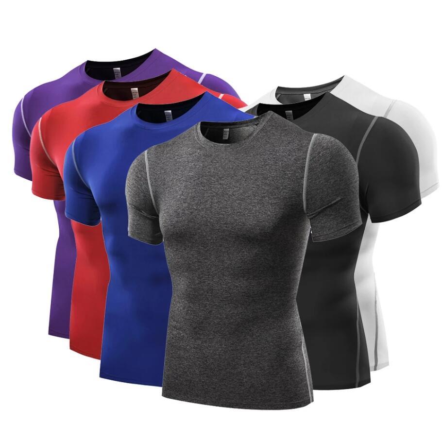 Мужские футболки с коротким рукавом, тайтсы для бега, спортивная фитнес-одежда для зала, компрессионные дышащие топы M L XL XXL 3XL 4XL M белый