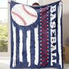 1pc Reversible Baseball Print Flannel Fleece Throw Blanket Suitable for - Use - Soft Warm Bedspread with Baseball Bat Blankets