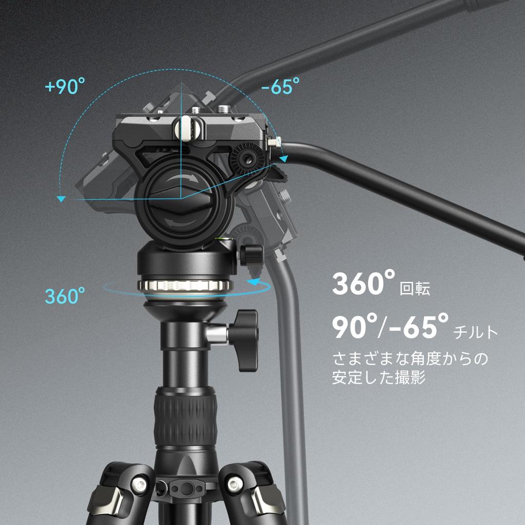 SmallRig CT210 Video Tripod with Leveling Base and Video Head Tripod Height Up To Load Capacity Camera Monopod Height Up To Aluminum Compatible with