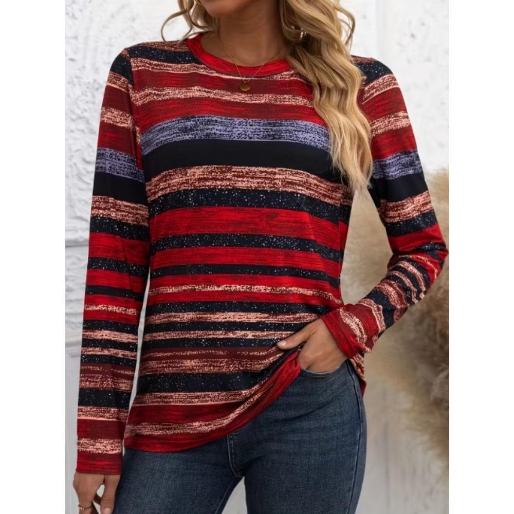 Podzimní dámská móda Motýl Gradientní potisk Tričko s dlouhým rukávem Kulatý výstřih Volné ležérní tričko Top Dámské oblečení