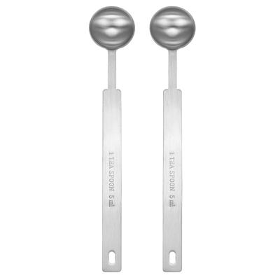 Uxcell Pacote com 2 1 colher de chá (13 colheres de sopa 5ml) Colher de cháColher de sopa, Aço Inoxidável 430, Colher de Medição Única, Tigela Quadrada Pequena, Colher de Medição de Cabo Longo