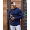 Men Muscle Slim Fit Long Sleeve Turn Down Collar Casual Sports Fitness Shirt
