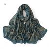 80*180cm Women Leaf Striped Cotton And Linen Long Hijab Fashion Scarf Lady Wraps Shawls Muslim Headband Islamic Scarves