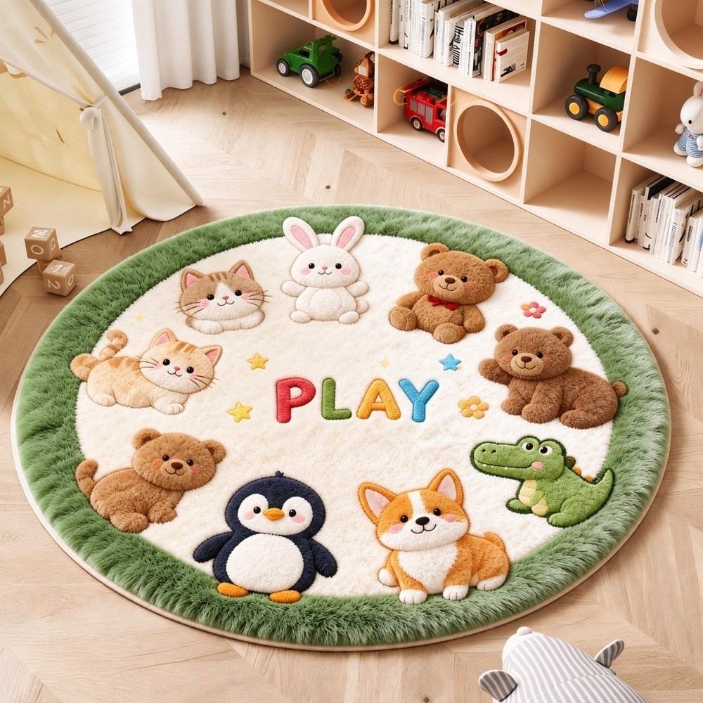 Imitation Cashmere Animal Round Carpets Soft Bedside Carpet Home Decorative Carpet Home Decor