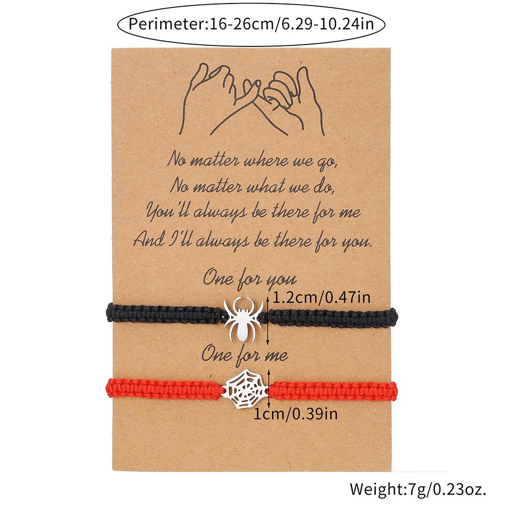 Bracciale Ragno in Acciaio Inossidabile: Braccialetto dell'amicizia intrecciato di Halloween Bianco e Nero
