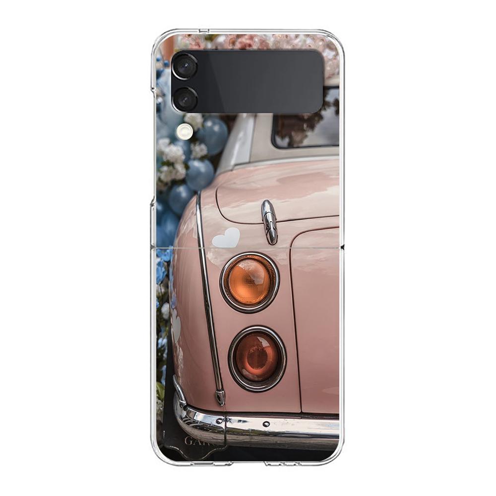 Classic Vintage Old Retro Car Phone Case For Samsung Galaxy Z Flip 3 4 5 Hard Folding Clear PC For Samsung Z Flip 6 Back Cover
