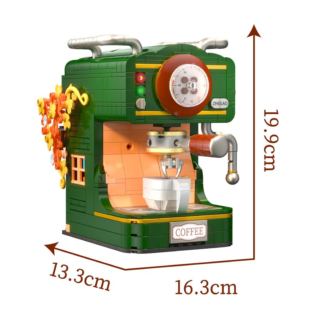 Retro coffee machine telephone camera model mini particle puzzle assembled building blocks decoration
