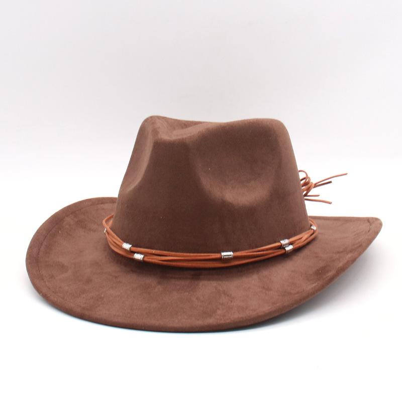 Tibetaanse hoed dames casual zonneklep cowboyhoed Tibetaanse hoge hoed heren suède grote maat jazzhoed grootgerande vilten hoed