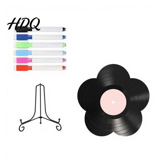 Flower Vinyl Record Diy Ornament DIY Custom Board with Creative Ornament Display Stand Design Personalized Birthday Anniversary Message Board Sign
