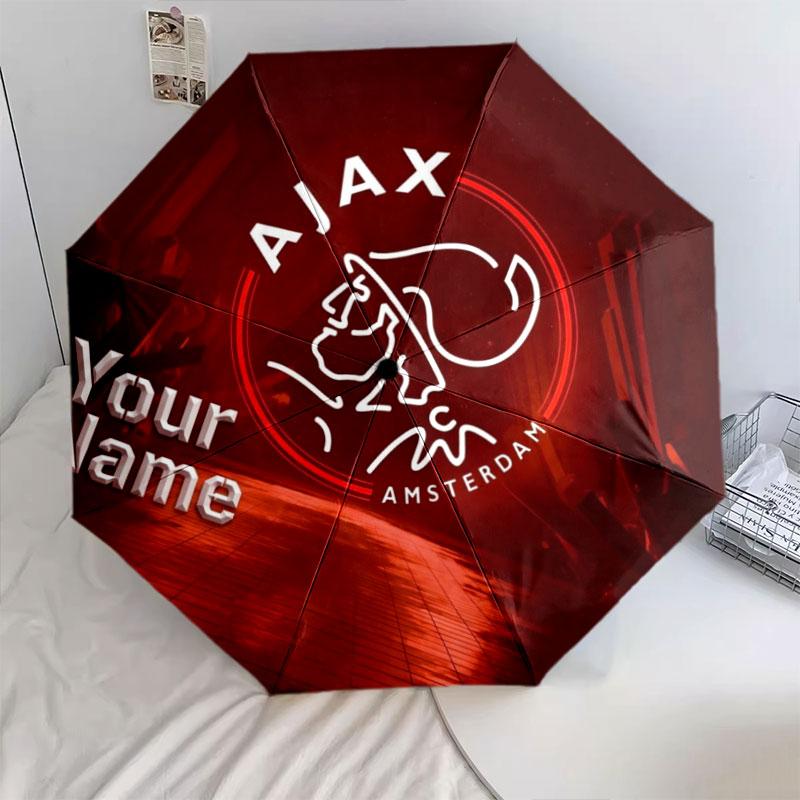 1 PC Automatic Folding Umbrella - AFC Ajax Custom Name Pattern, Portable & Foldable Design with 8 Ribs, Christmas Birthday Gifts