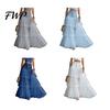 Long Skirt Women Skirt, High Waist Mesh Splicing Soft Breathable Patchwork Hip Covering Maxi Versatile for Party Beach Wedding Night Out Comfortable