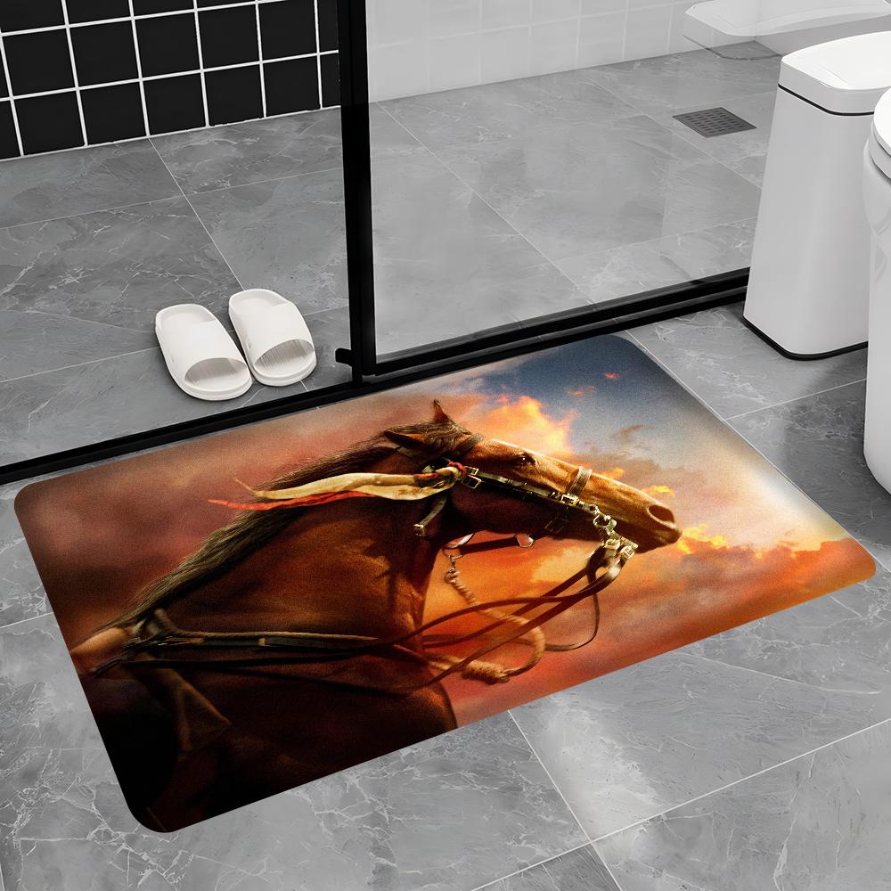 Horse Kitchen Mat Nordic Style Bedroom Living Room Doormat Home Balcony Anti-Slip Welcome Rug