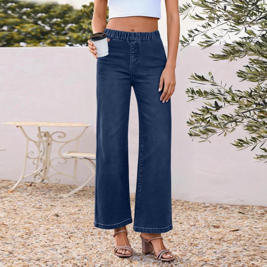 Women's Casual Loose Comfortable Fashionable Color Wide-leg Jeans